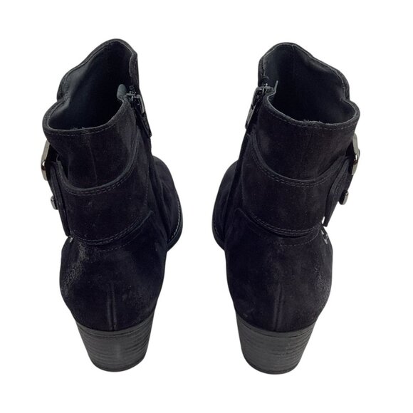 Paul Green Jano Moto Biker Womens 7.5 Suede Leather Ankle Boots Black - Picture 8 of 14